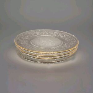 Princess House Fantasia Gold Rim Salad Plates with Frosted Center 8" Set Of 4